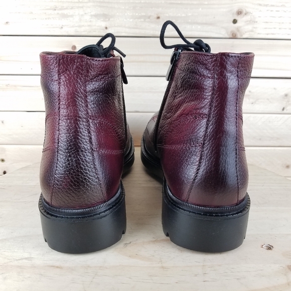 Men\'s Boots 9 M 100% Genuine Leather Burgundy Biker Paul Branco Side Zip Lace-up main image 11